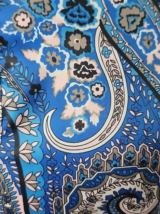 ANN TAYLOR PETITE Blue Pink Paisley Floral Keyhole Sleeveless Career Top LP - Picture 5 of 7